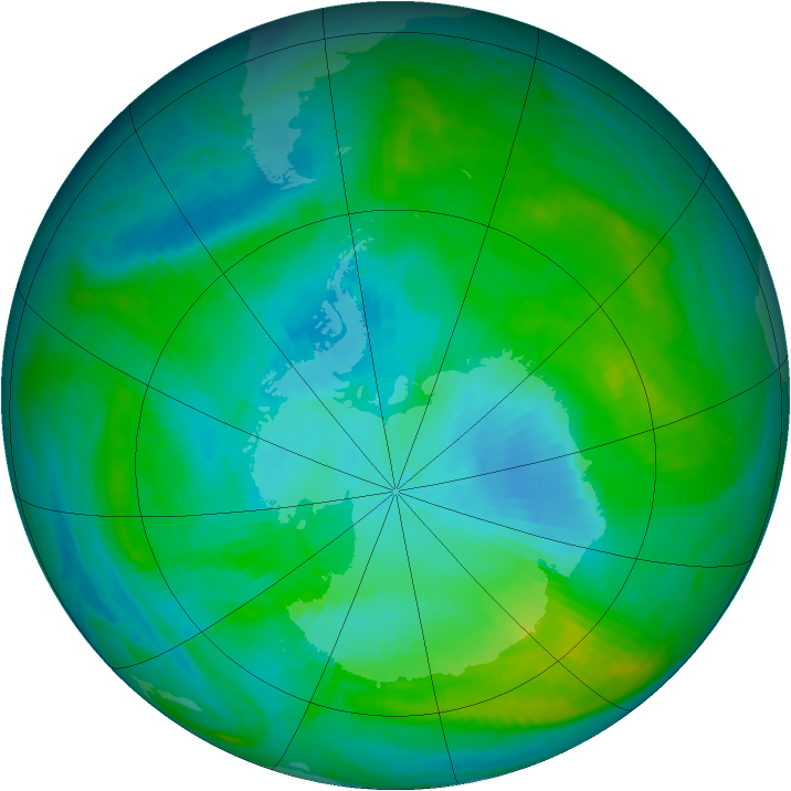 Antarctic ozone map for 03 February 1989